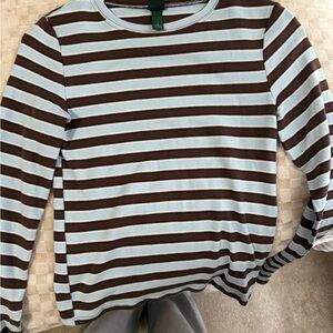 Brown and Blue Striped Long Sleeve Shirt